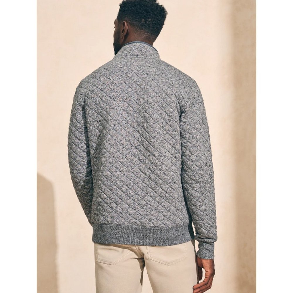 FAHERTY Mens Medium Epic Quilted Fleece Pullover Carbon Melange Long Sleeve Prep - Picture 4 of 13